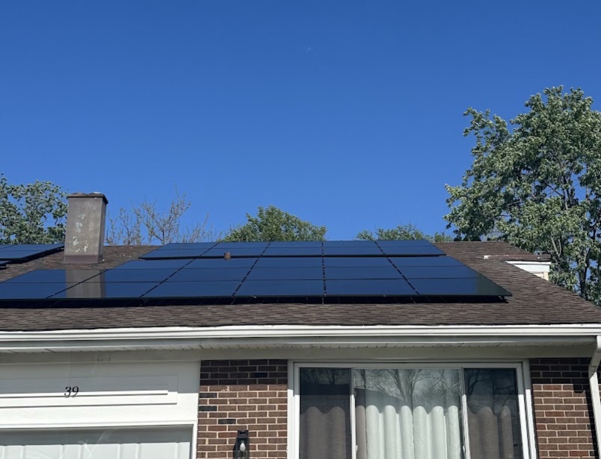 Close-up of Tier 1 solar panels on a residential roof